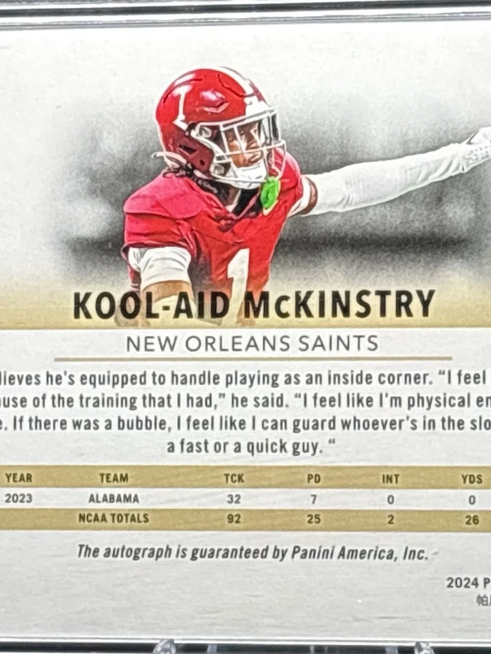 Panini Prestige Kool-Aid McKinstry Autographed Football Trading Card